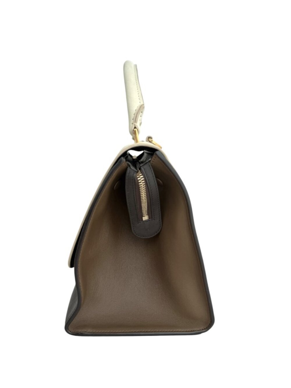 Celine Tricolor Calfskin Trapeze Bag - Off-White, Brown, Black - Picture 7 of 15